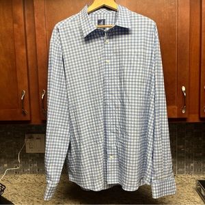 johnnie-O Lure PREP-Formance Button Up Shirt Wake Blue Plaid Men's Size 2XL